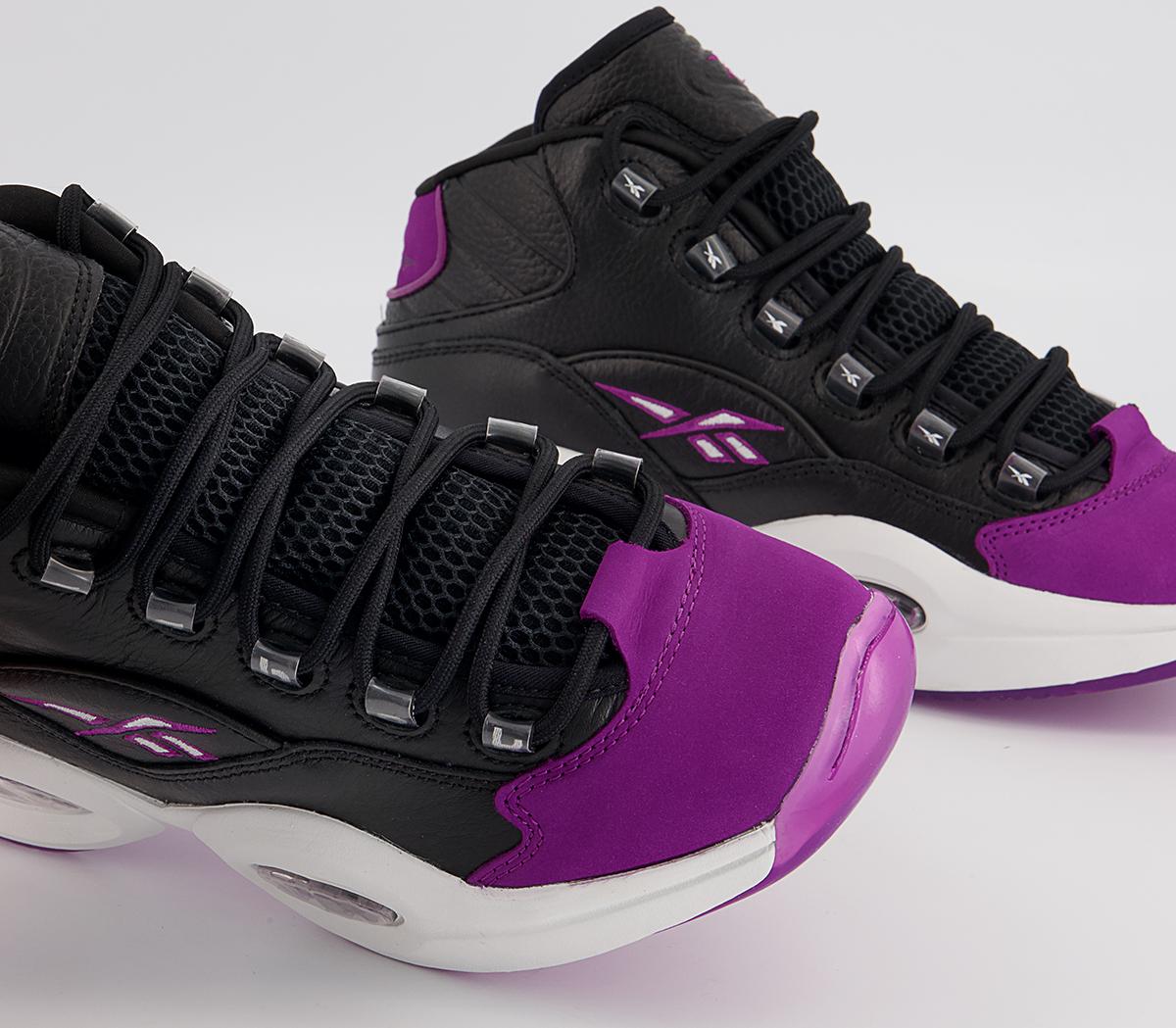 Reebok Question Mid Trainers Reebok Question Mid Trainers Core Black Aubergine Pure Grey