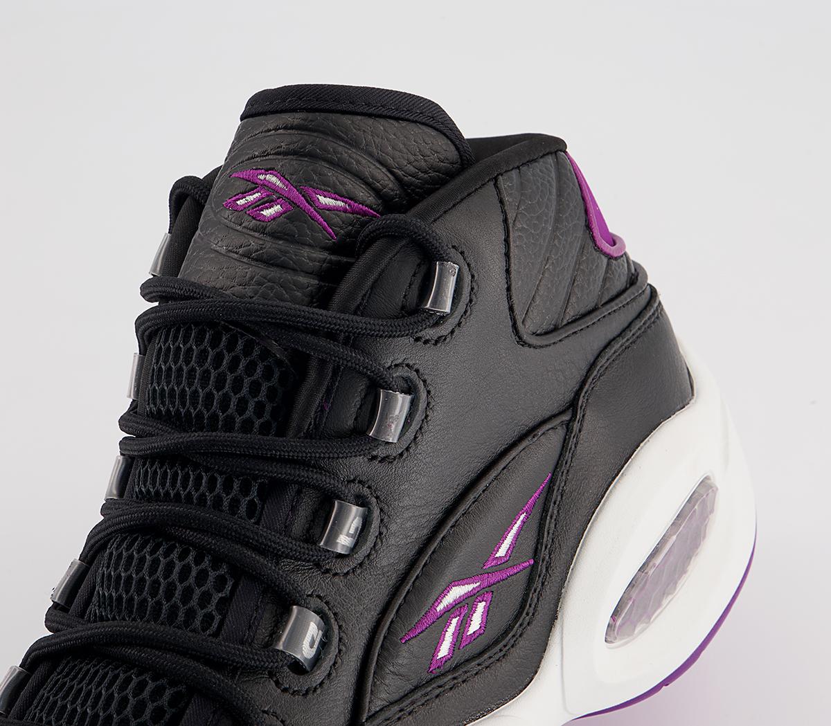 Reebok Question Mid Trainers Reebok Question Mid Trainers Core Black Aubergine Pure Grey