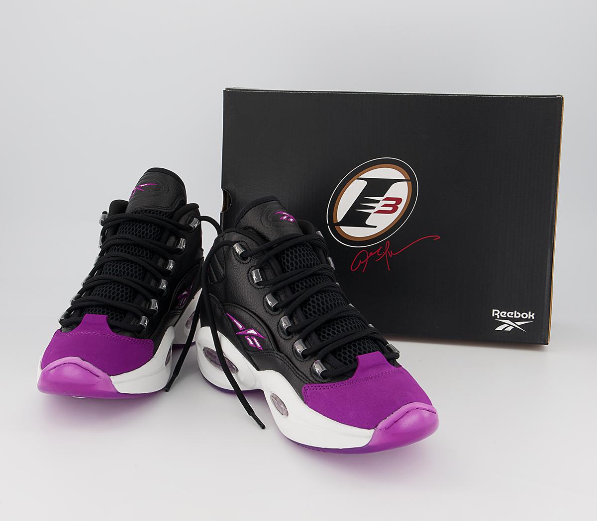 Reebok Question Mid Trainers Reebok Question Mid Trainers Core Black Aubergine Pure Grey