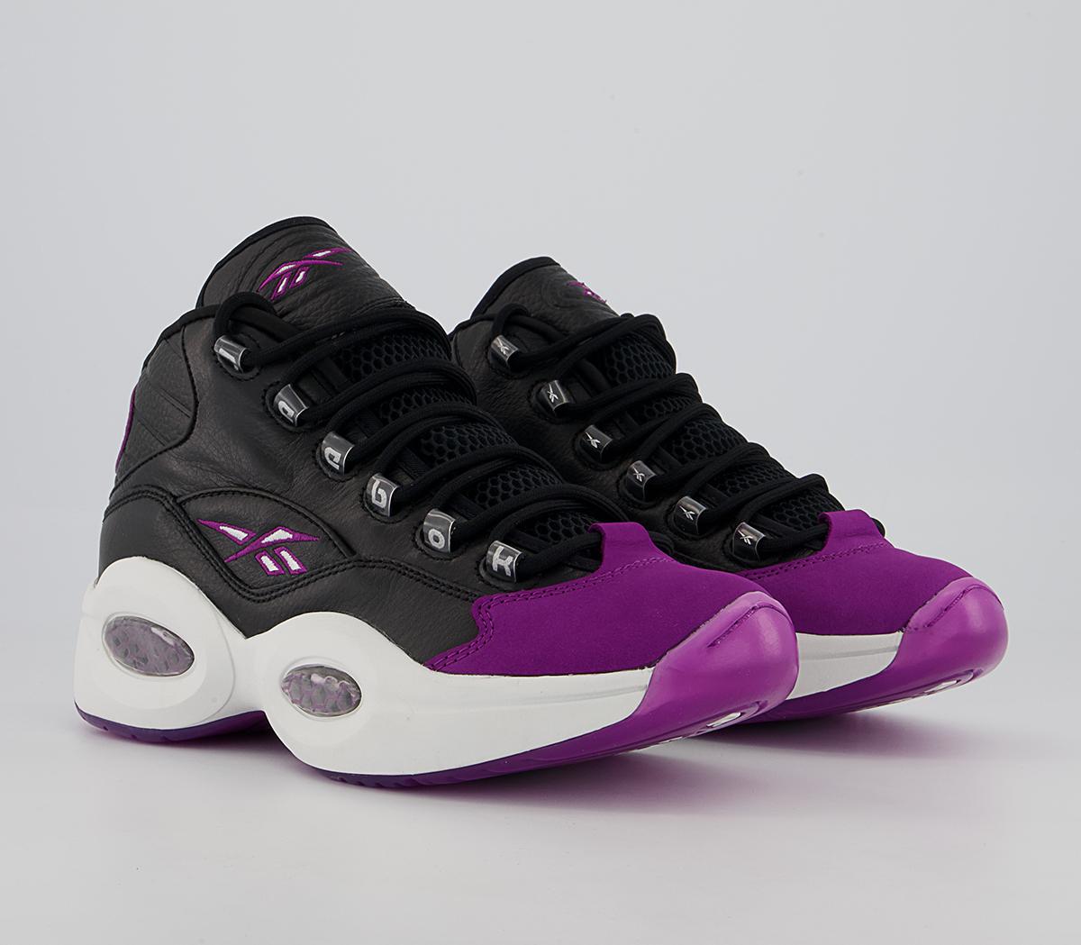 Reebok Question Mid Trainers Reebok Question Mid Trainers Core Black Aubergine Pure Grey
