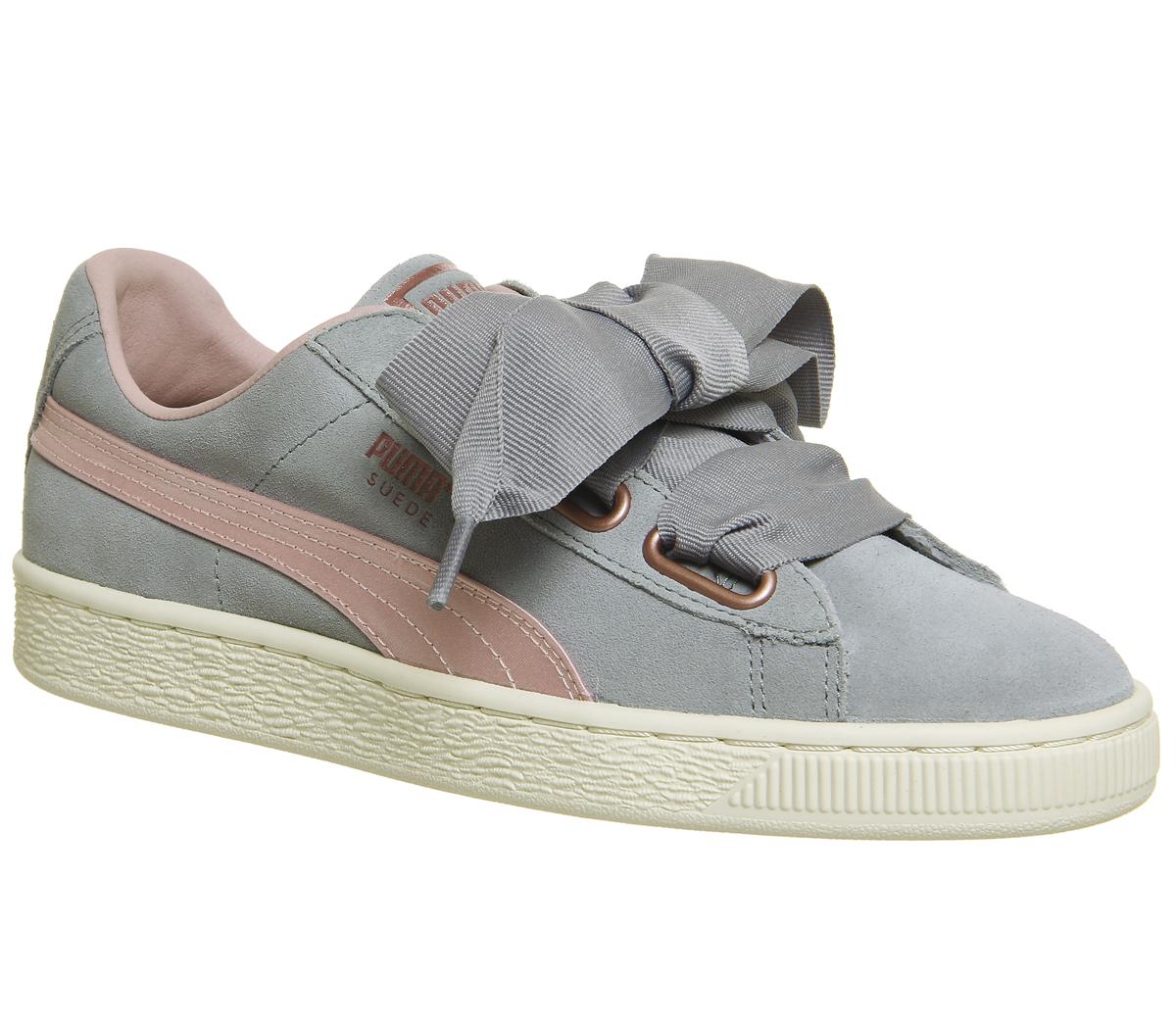 PUMASuede Heart TrainersQuarry Silver Pink Rose Gold