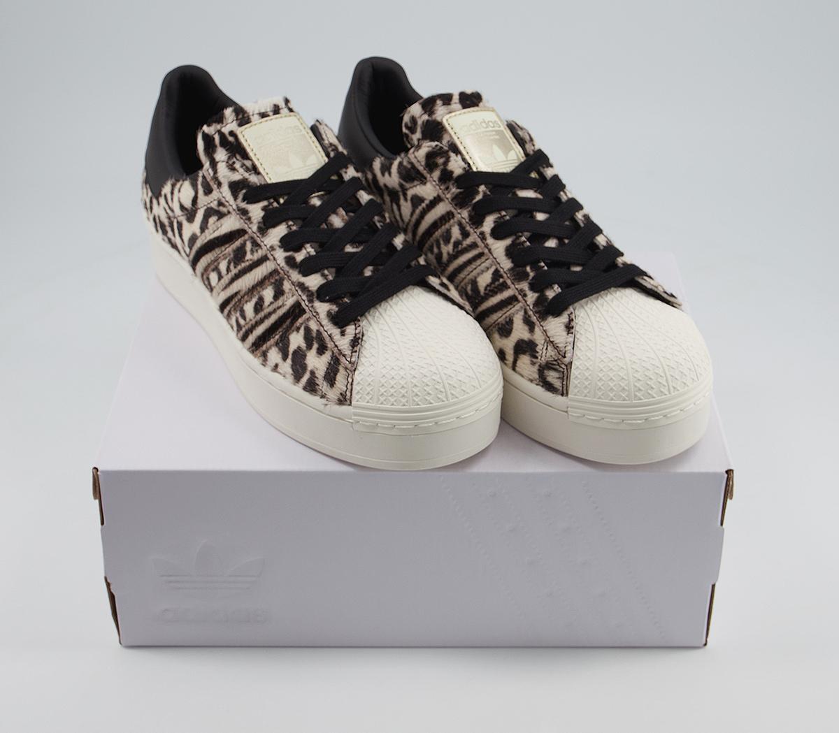 adidas Superstar Bold Core Black Off White Gold Metalic Leopard - Women's  Trainers