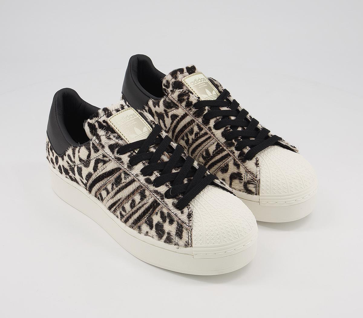 adidasSuperstar BoldCore Black Off White Gold Metalic Leopard