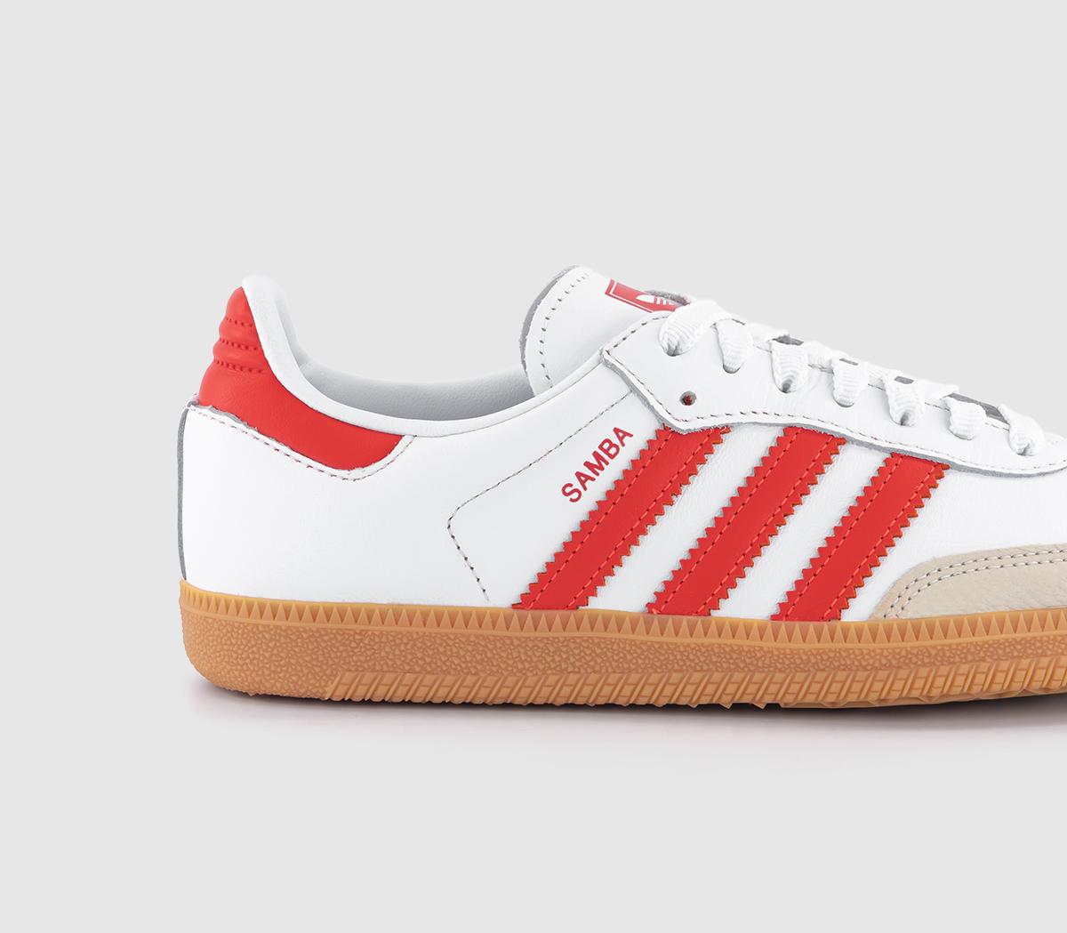 adidasSamba OG Trainers White Solar Red Offwhite