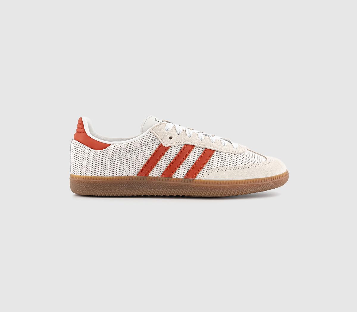 adidas Samba OG Trainers Crystal White Preloved Red Gum Men s Trainers