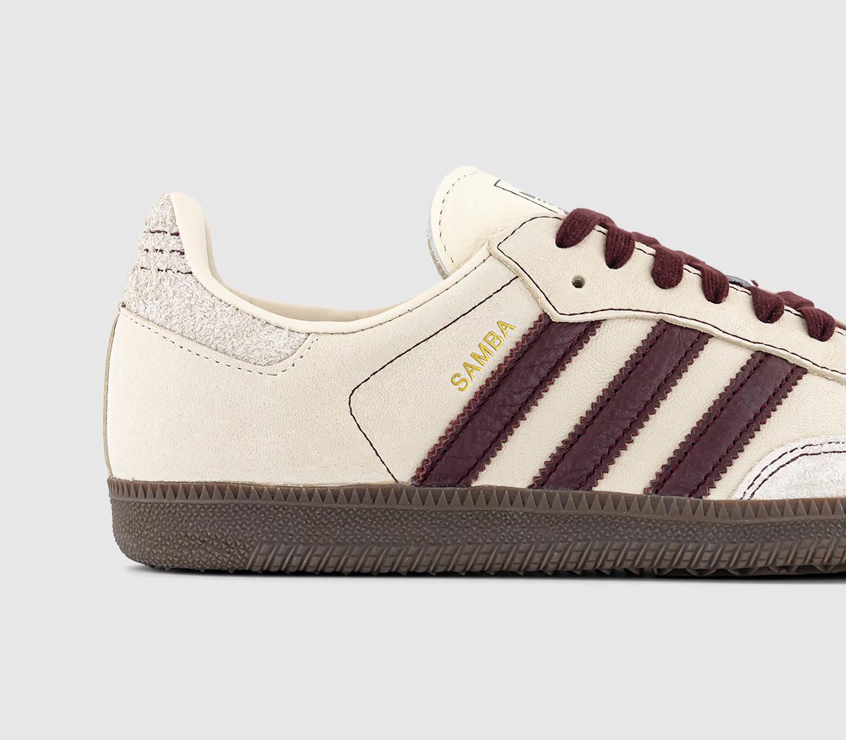 adidas Samba OG Trainers Wonder White Maroon Putty Grey - Women's Trainers