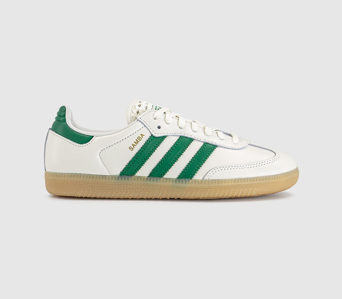 Adidas Samba Og Trainers Off Green Gold Metallic White in Women's Size 8.5, Offspring
