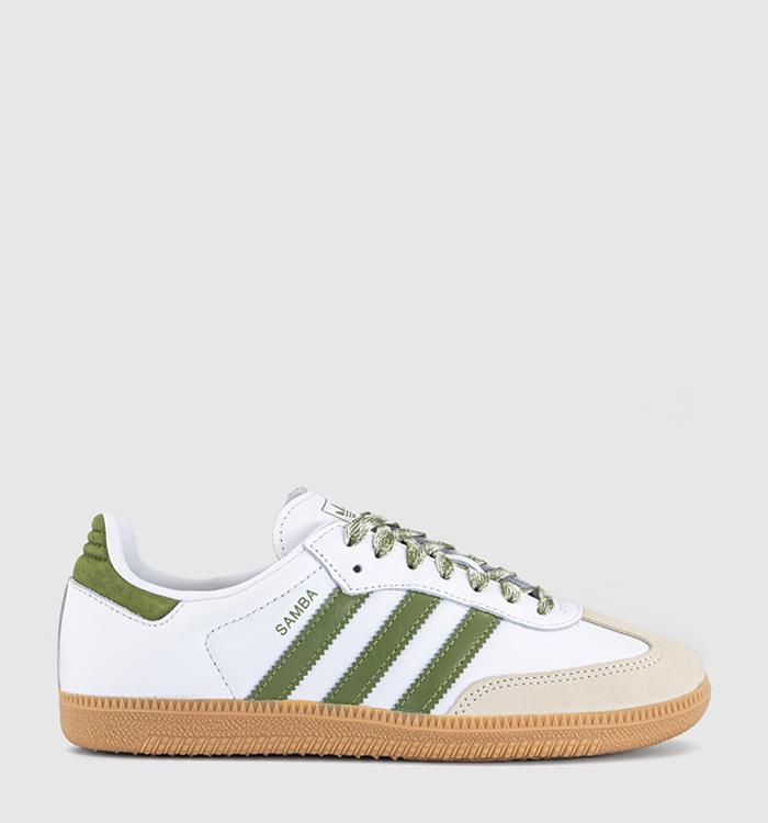 adidas Samba OG Trainers White Olive Gum