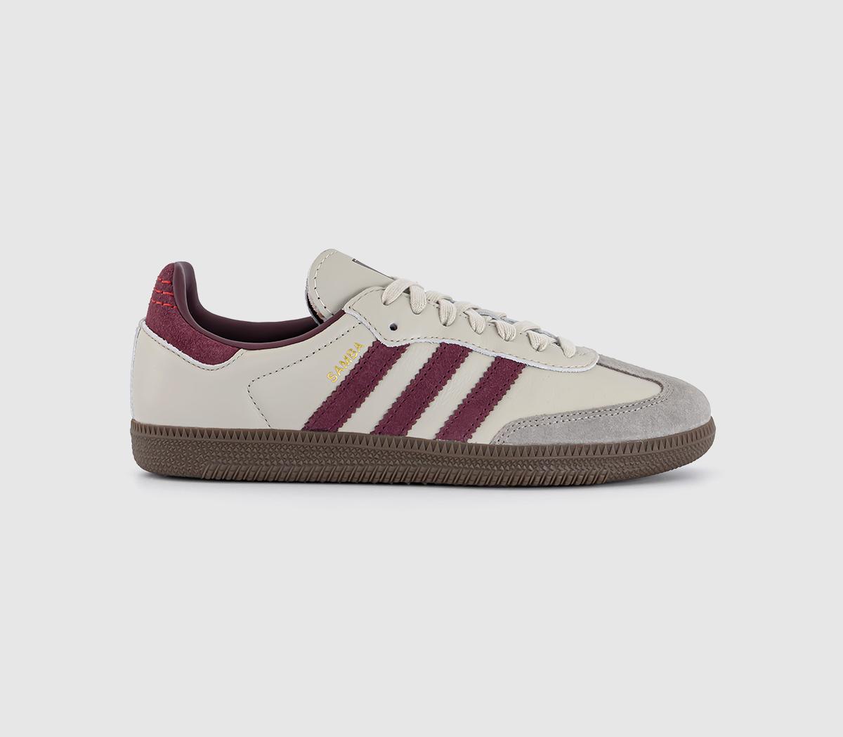 adidas Samba OG Trainers Putty Grey Maroon Gold Metallic Women s Trainers