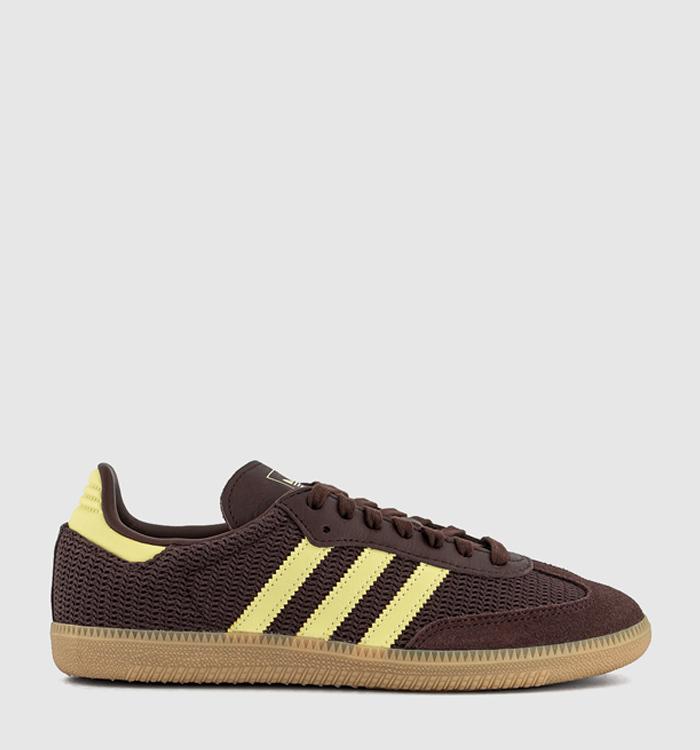 adidas Samba OG Trainers Shadow Brown Power Yellow Gum