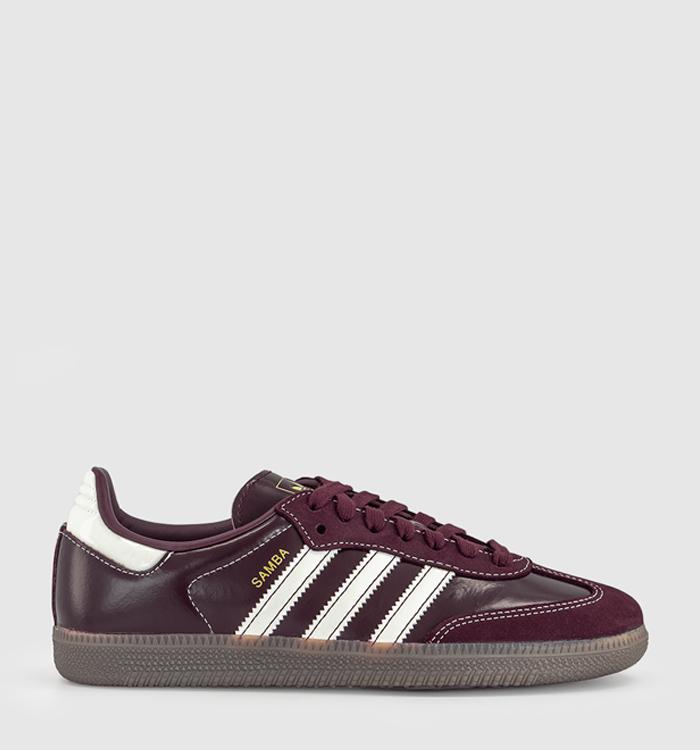 adidas Samba OG Trainers Maroon Off White Gold Metallic
