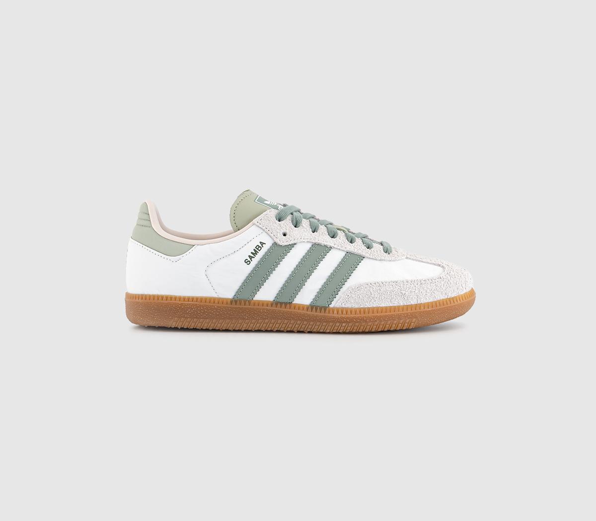 adidas Samba OG Trainers White Silver Green Putty Mauve - Men's Trainers