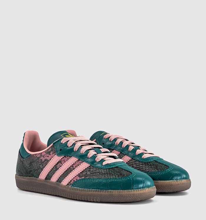 adidas Samba OG Trainers Snake Rich Green Wonder Mauve Gold Metallic