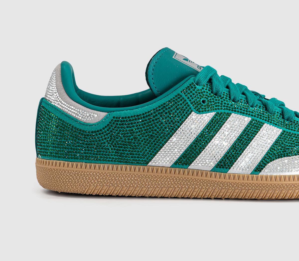 adidasSamba OG TrainersRhinestone Equipment Green Silver Metallic Gum