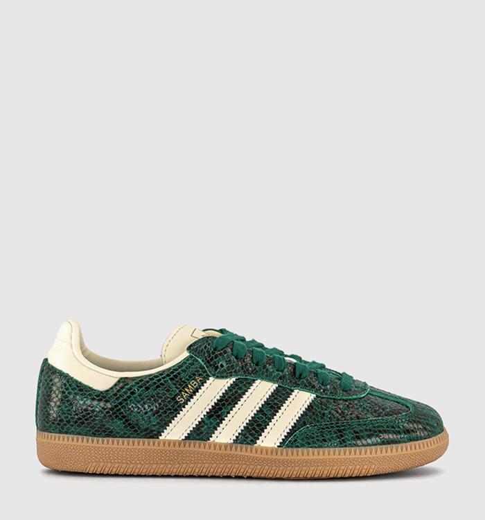 adidas Samba OG Trainers Cream White Cream White Collegiate Green