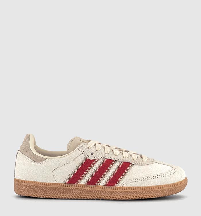adidas Samba OG Trainers Wonder Beige Cream White Better Scarlet