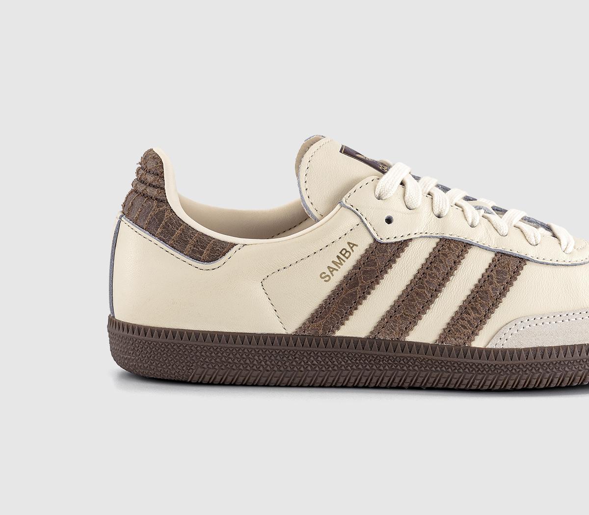 adidasSamba OG TrainersSnake Print Cream White Earth Strata Maroon