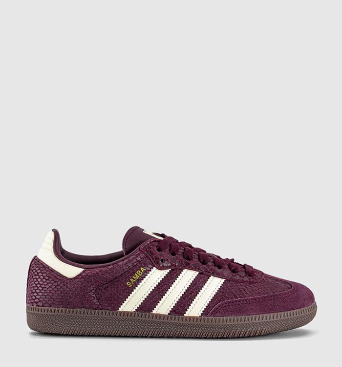 adidas Samba OG Trainers Snake Print Maroon Cream White Gold Metallic