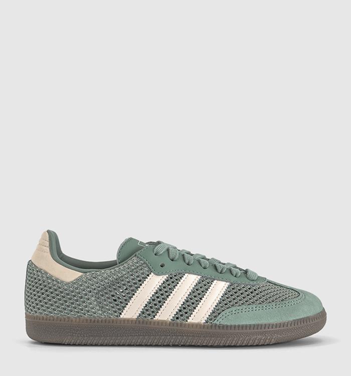 adidas Samba OG Trainers Silver Green Wonder White Gold Metallic