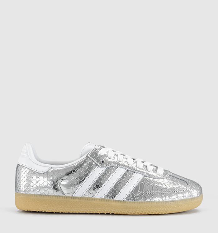adidas Samba OG Trainers Snake Silver Metallic White Gum