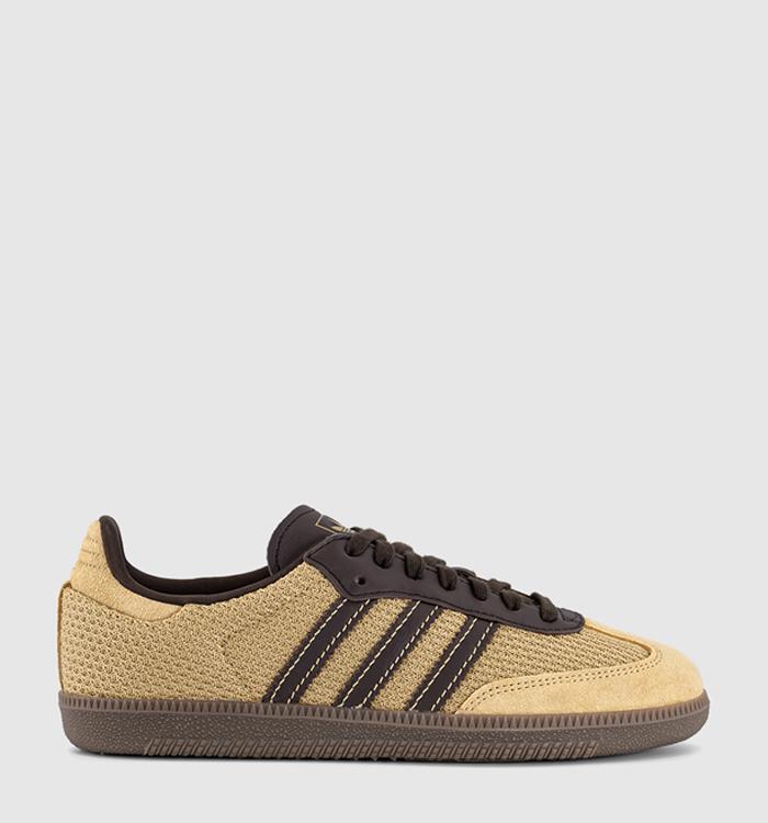 adidas Samba OG Trainers Gold Beige Dark Brown Gum
