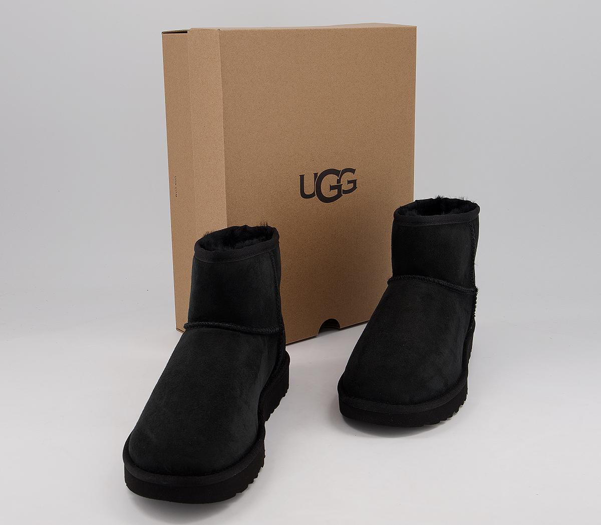 UGG Classic Mini II Boots Black Suede - Women's Ankle Boots