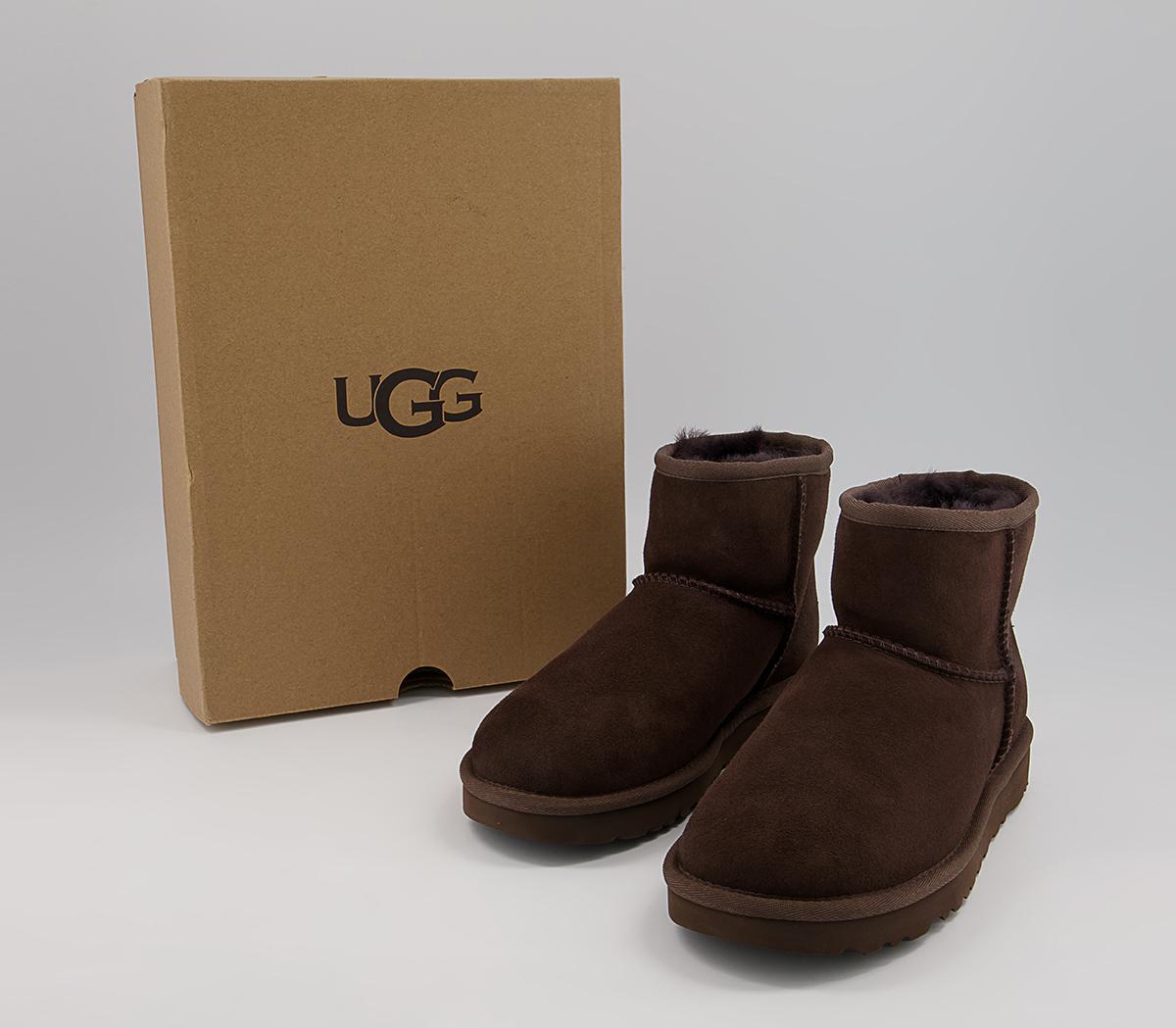 UGG Classic Mini II Boots Chocolate Suede - Women's Ankle Boots