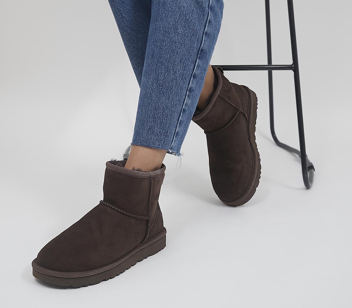 UGG Classic Mini II Boots Chocolate Suede - Women's Ankle Boots