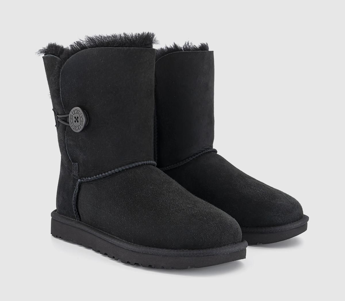UGG Bailey Button II Boots Black Suede - Women's Ankle Boots