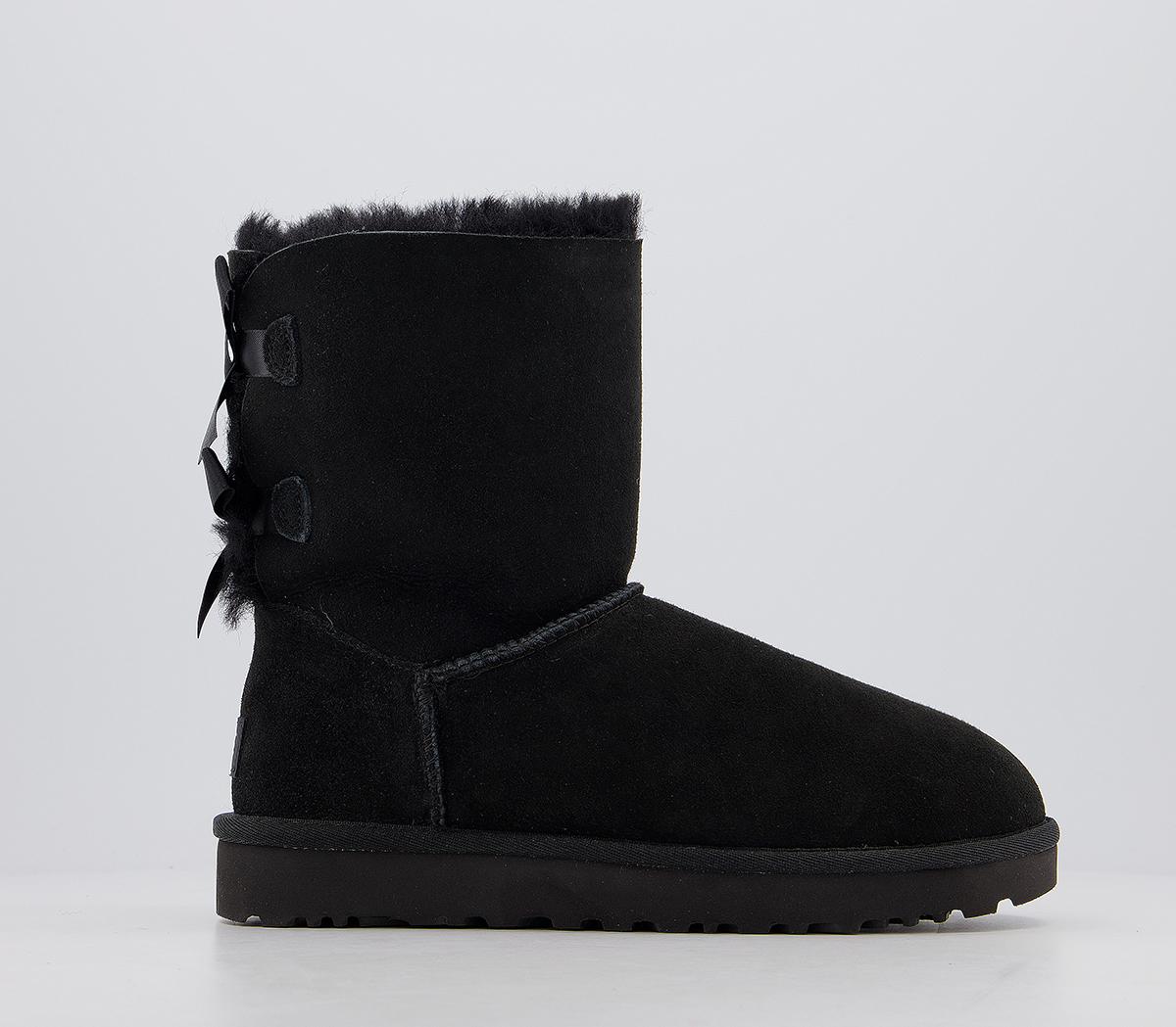 UGG Bailey Bow II Calf Boots Black Suede - Women's Ankle Boots