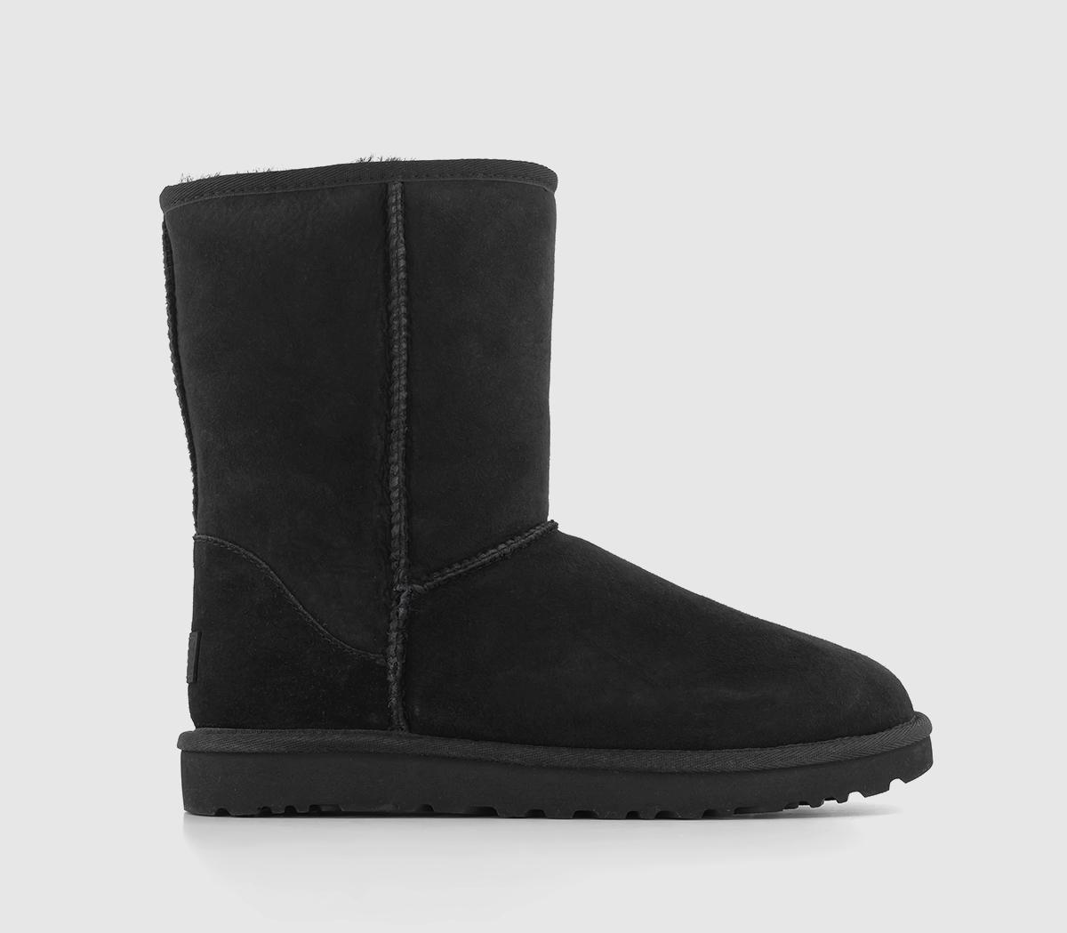 UGG Classic Short II Boots Black Suede - Women's Ankle Boots