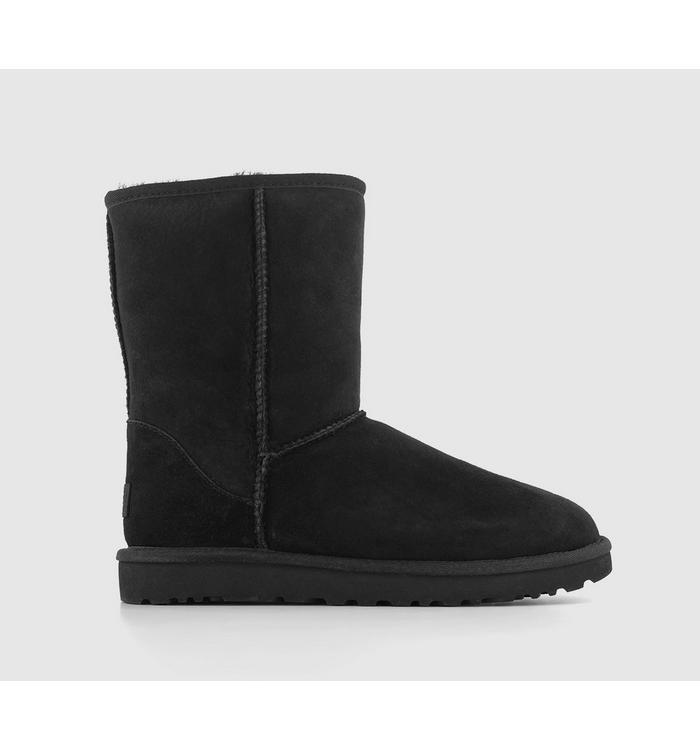 UGG Classic Short II Boots Black Suede - Women's Ankle Boots