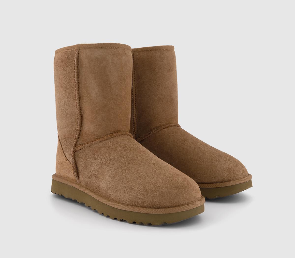 UGG Womens Classic Short Ii Boots Chestnut Suede In Tan, 8
