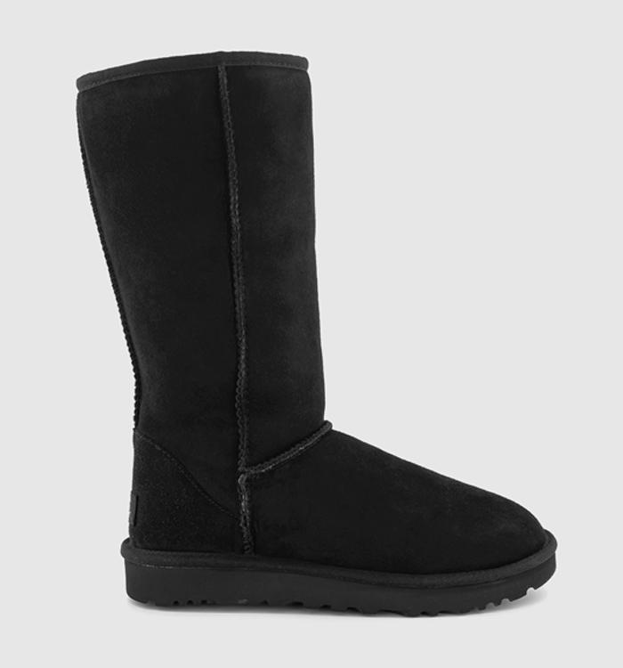 Womens black sales leather ugg boots