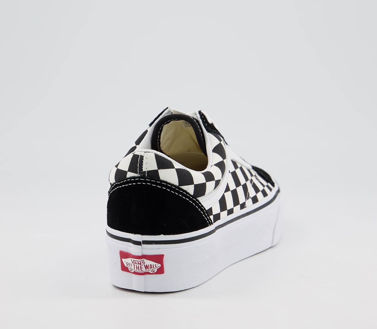 VansOld Skool Platform TrainersBlack Checkerboard True White