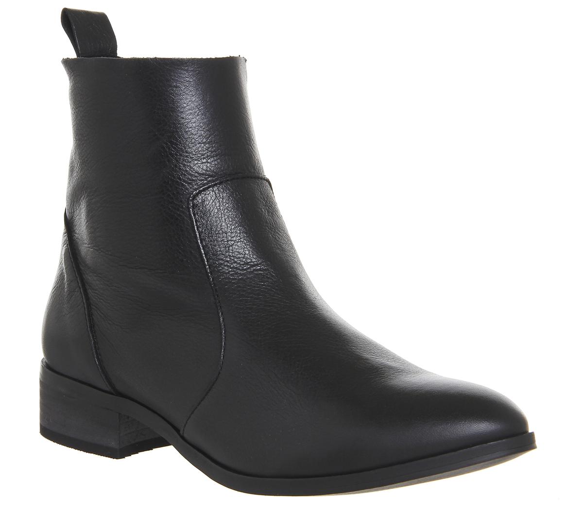 OFFICE Ashleigh Flat Ankle Boots Black Leather - Women's Ankle Boots