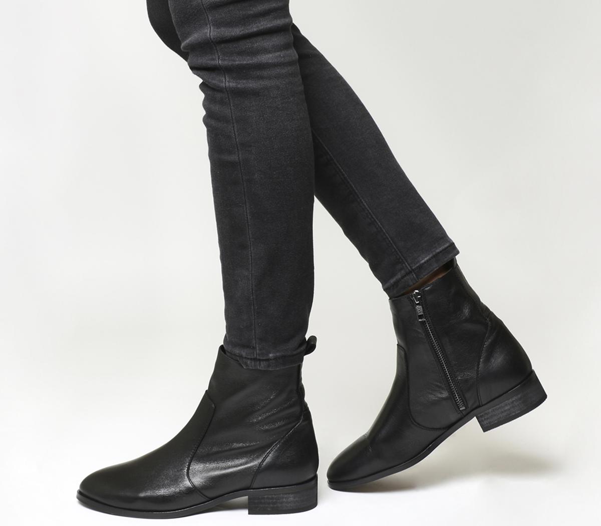 OfficeAshleigh Flat Ankle BootsBlack Leather