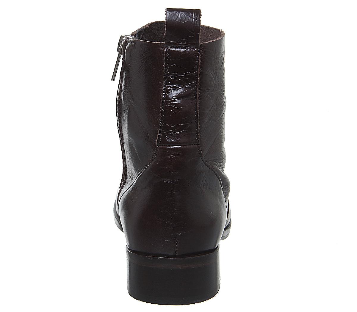 OFFICEAshleigh Flat Ankle BootsChoc Leather