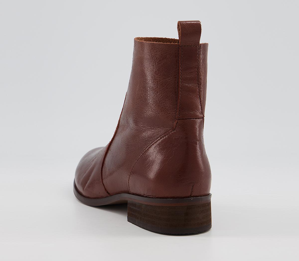 OFFICEAshleigh Flat Ankle BootsBrown Leather