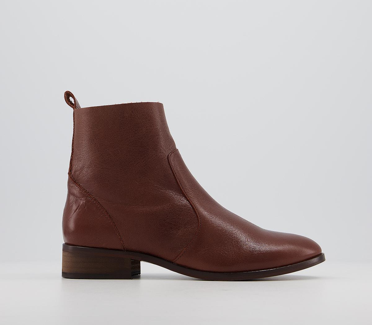 OFFICEAshleigh Flat Ankle BootsBrown Leather