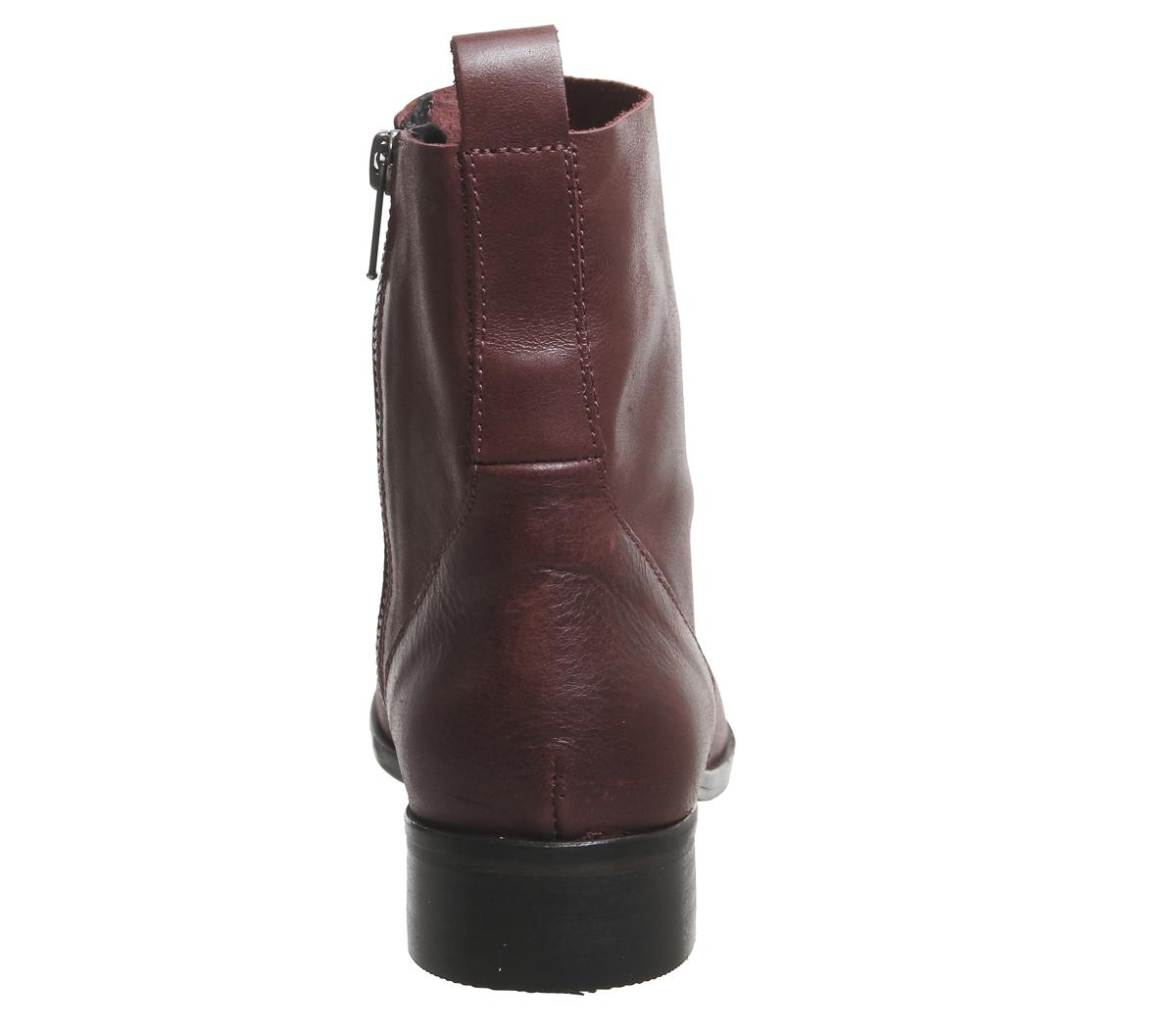 OFFICEAshleigh Flat Ankle BootsNew Burgundy Leather