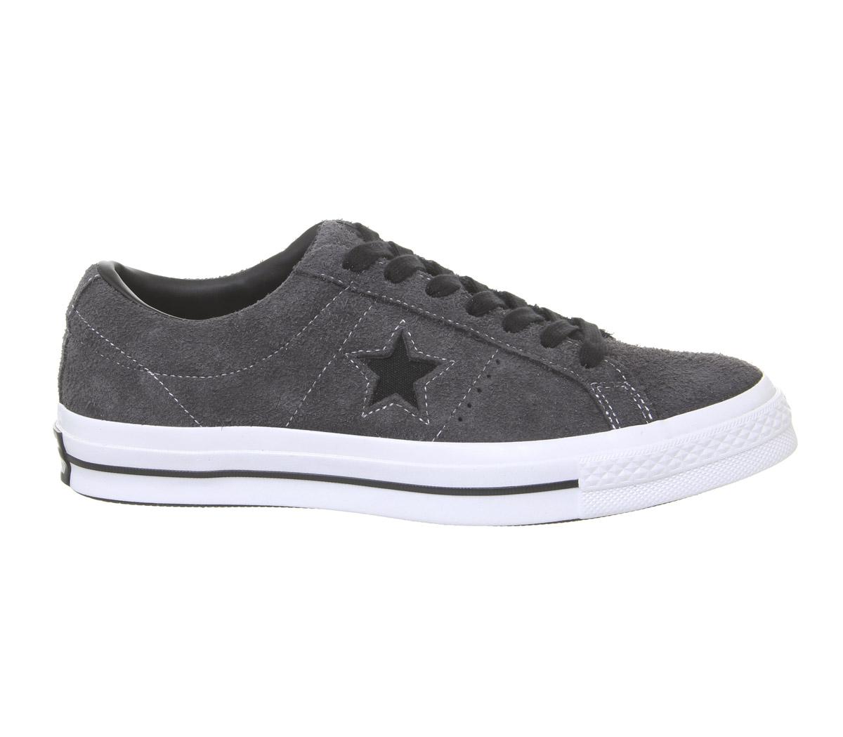 Converse One Star Trainers Almost Black White - Men's Trainers