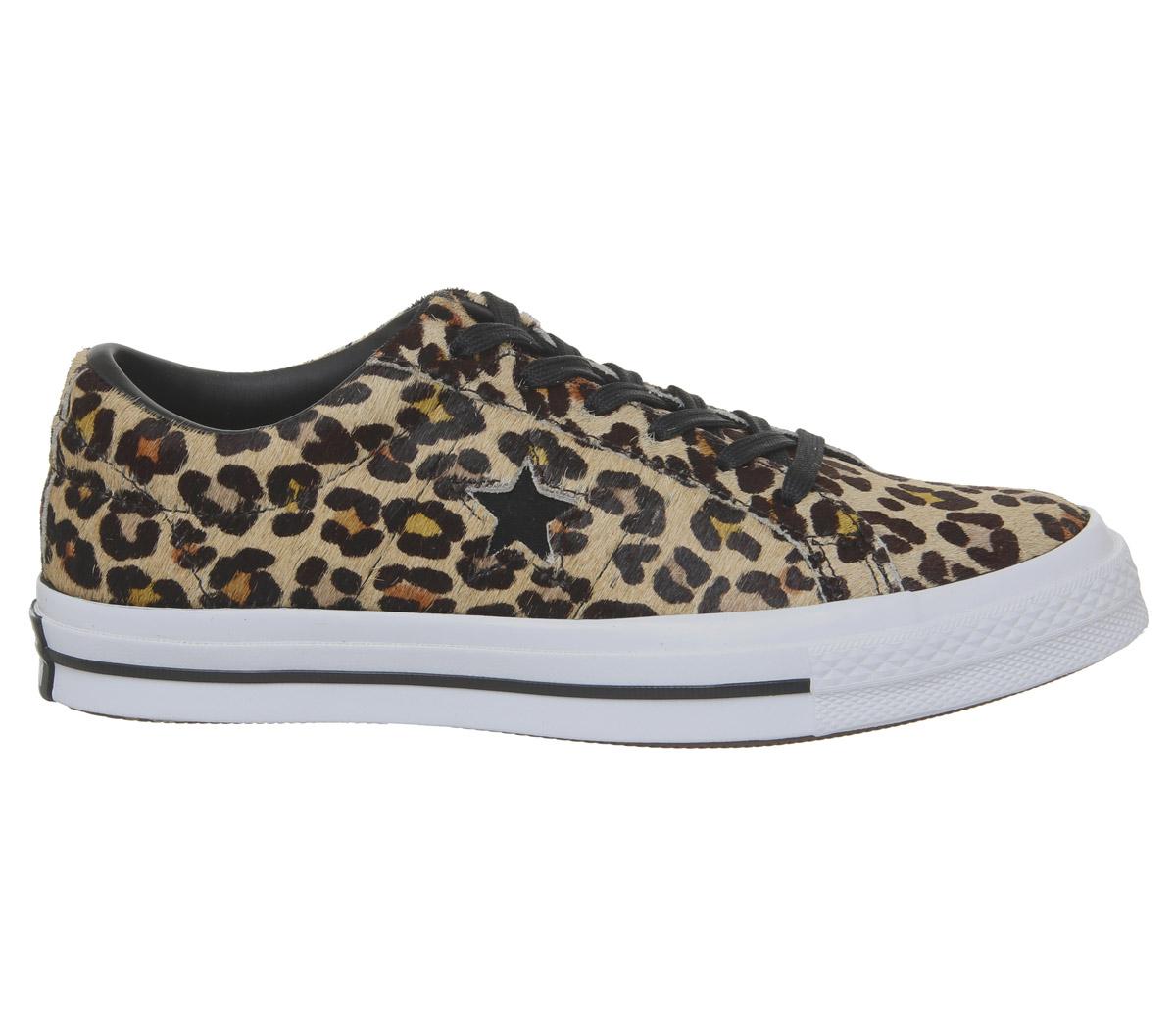 Converse One Star Trainers Leopard Black White - Women's Trainers