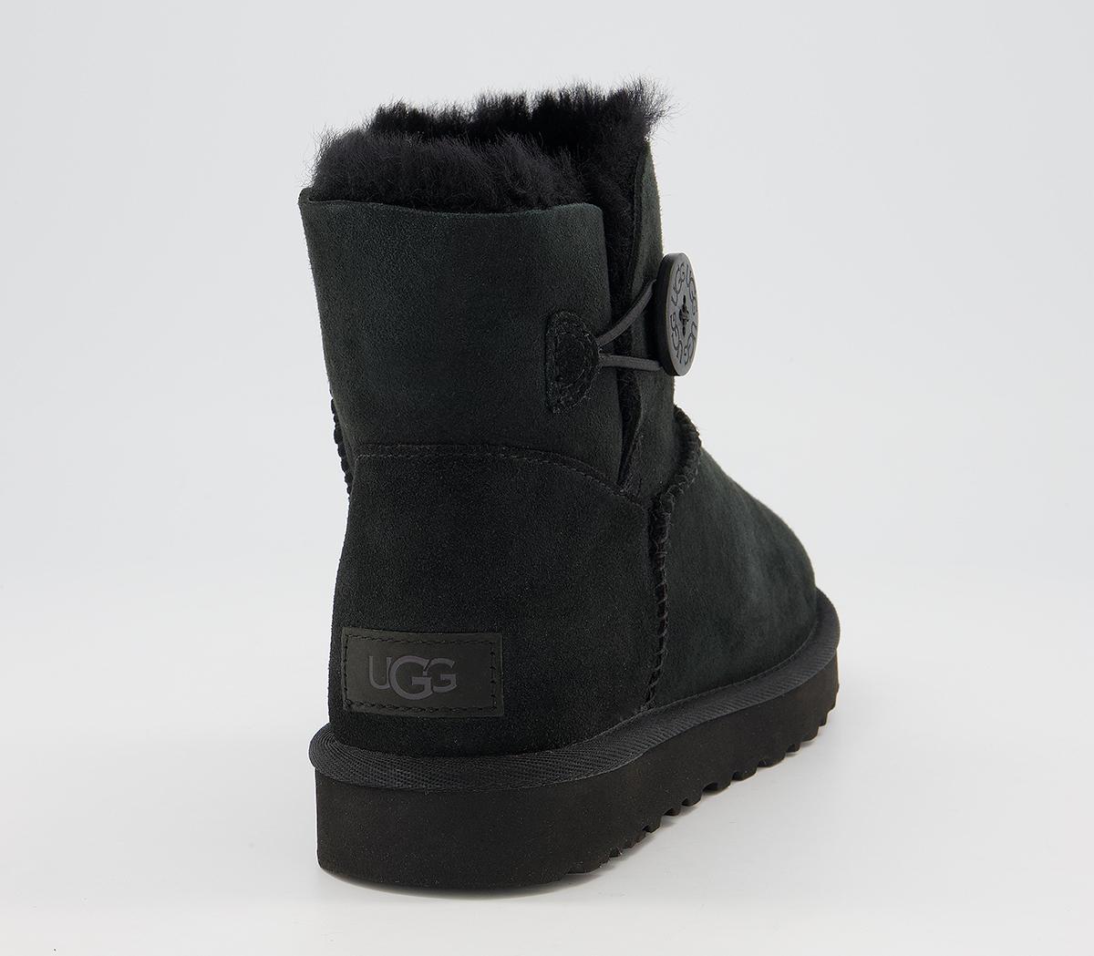 UGG Mini Bailey Button II Boots Black Suede - Women's Ankle Boots