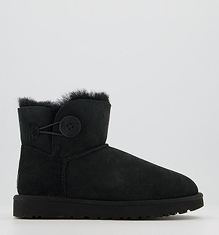 UGG Mini Bailey Button II Boots Black Suede