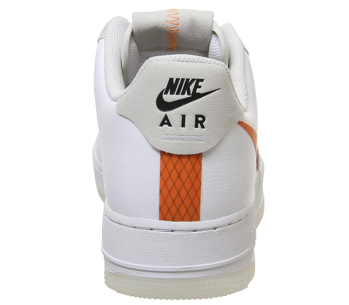 nike air force 1 07 trainers white black total orange jdi