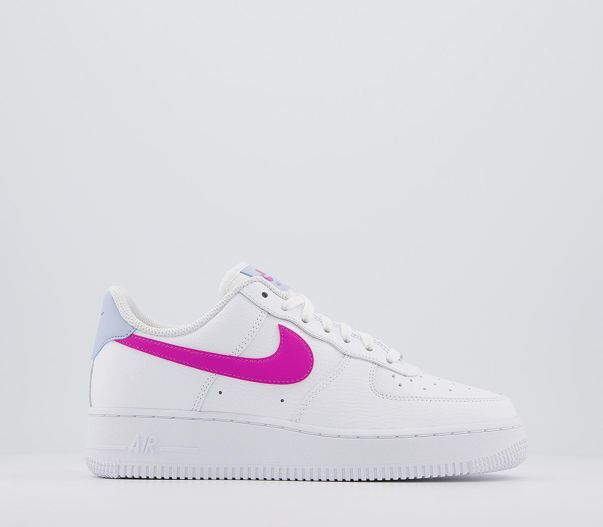 Blue pink store and white nikes