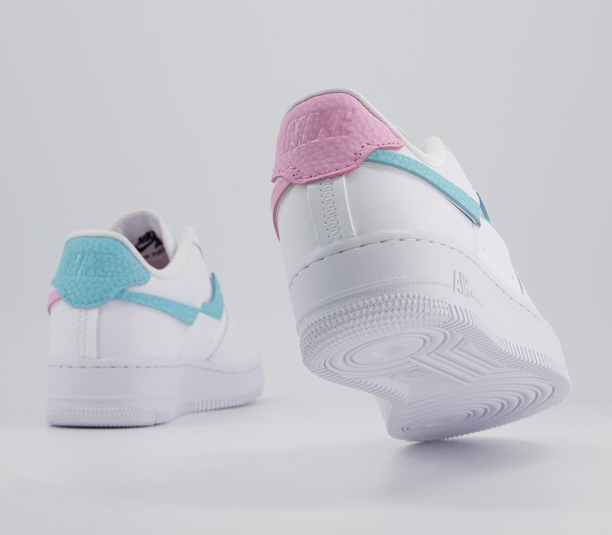 Nike Air Force 07 Trainers White Bleached Aqua Pink Rise Lxx