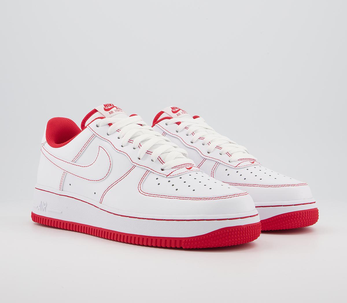 Nike Air Force 1 07 Trainers Stitch White University Red - Nike Air Force 1