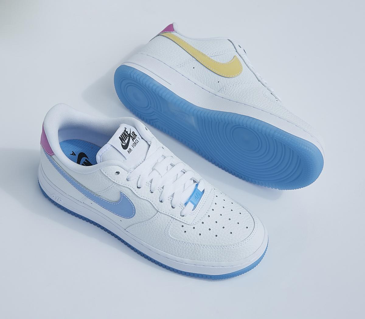 Nike Air Force 1 07 UV Trainers Lx White White White Univ Blue Black ...